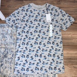 🆕 NWT - Target - Goodfellow & Co - Gray Crewneck Tee with Palm Print